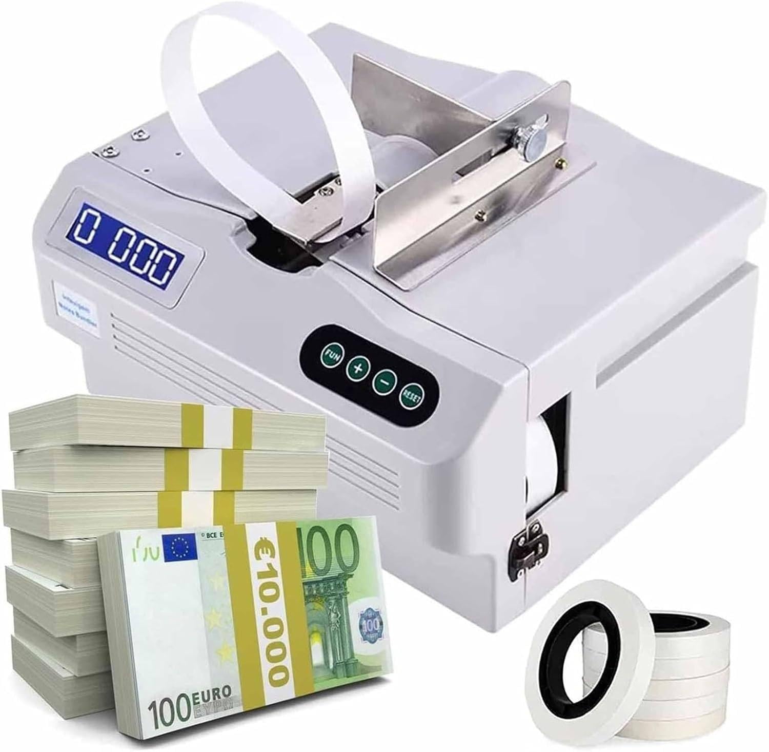 MANYOUYOU Automatic Money Packer Banknote Binding Machine Small Banknote Baling Machine, With Counting Function, With Lcd Screen, Small Paper Strapping Band Machine Strapping Bundling