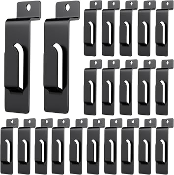20 Pack Slatwall Utility Notch Hook Commercial Metal Display Hook Hanger Slat Wall Hangers Accessories for Photo Frame Painting Arts Center Slat Panel 20, Black