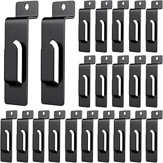 20 Pack Slatwall Utility Notch Hook Commercial Slatwall Picture Hook Metal Display Hook Hanger Slat Wall Hangers Slat Wall Accessories for Photo Frame Painting Arts Center Slat Panel (20, Black)