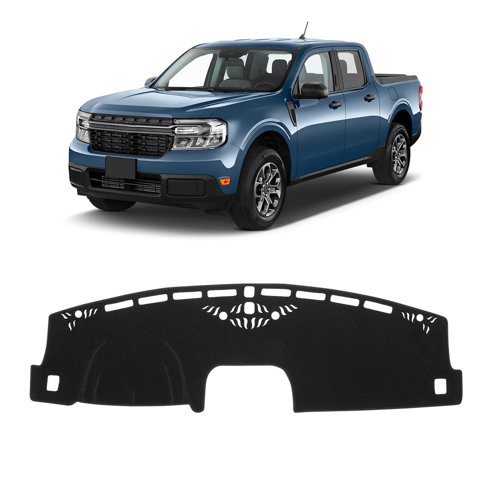 FIILINES Custom Fit for Dash Cover 2022 2023 Ford Maverick Dashboard Mat Cover Sunshade Nonslip Mesh Carpet Protector No Glare