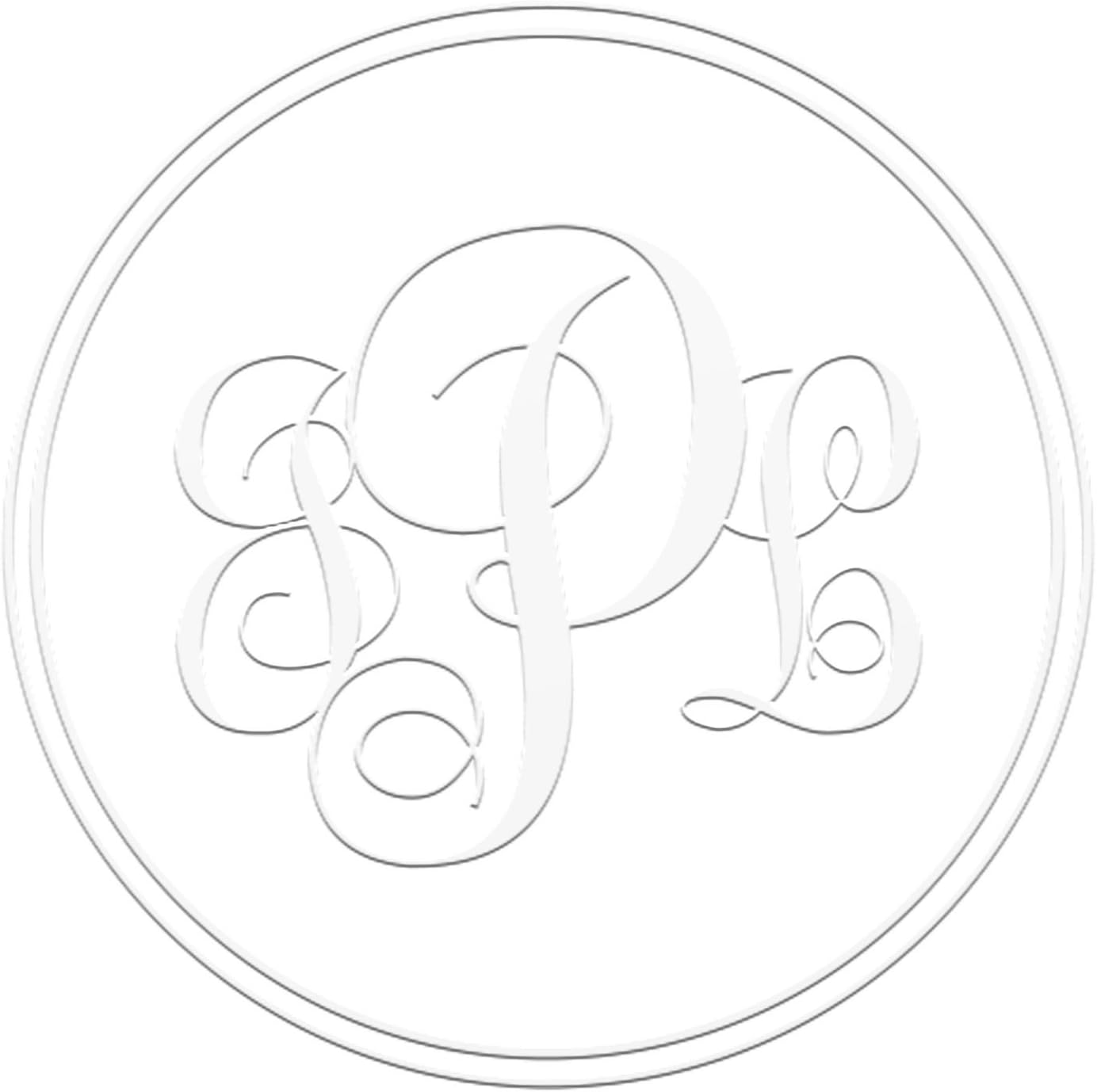 Custom Hand Held Embosser with Personalized 1 5/8" Seal, Ideal Seal, 3 Letter Fancy Monogram - 2 Circle Design