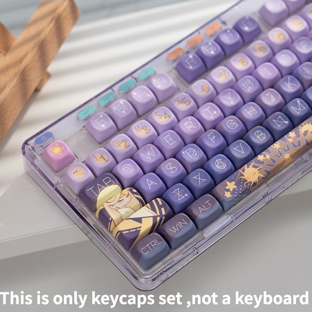 ILYCHEEGAMI PBT Material Gradient Purple keycaps MOA XDA Profile Round Set Mechanical Keyboard keycaps Compatible with Cherry MX switches,Gateron,TTC and Clones (MOA-Starry River Dream)