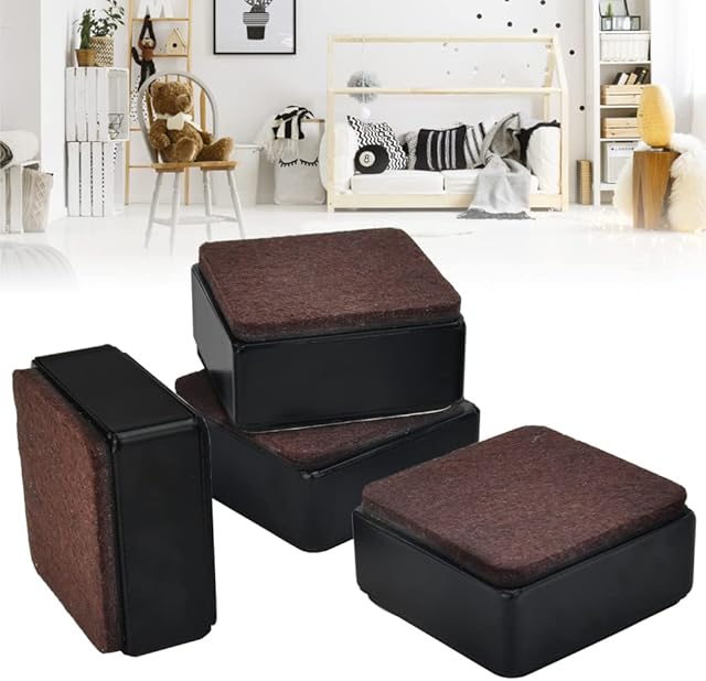 ZACUDA 4 PCS 30mm Lift Furniture Risers, 60mm Dia Heavy Duty Bed Raisers Cover Self Adhesive Desk Riser Blocks Chair Leg Extenders Adds 30mm Height to Sofa Cabinet Supports 2000kg/4409lb, Square Black