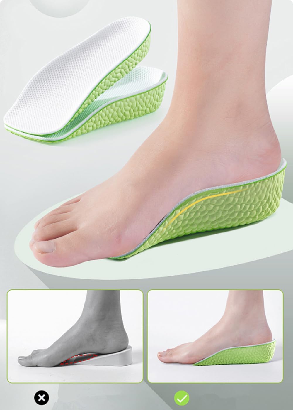 Orthopedic High Pads 1.0, Insoles Height Increase, 20204 new Arch Support Insoles, Height Increase Insoles for Men and Women, Arch Support Insoles for Flat Feet (Black, 1.37in/3.5cm)