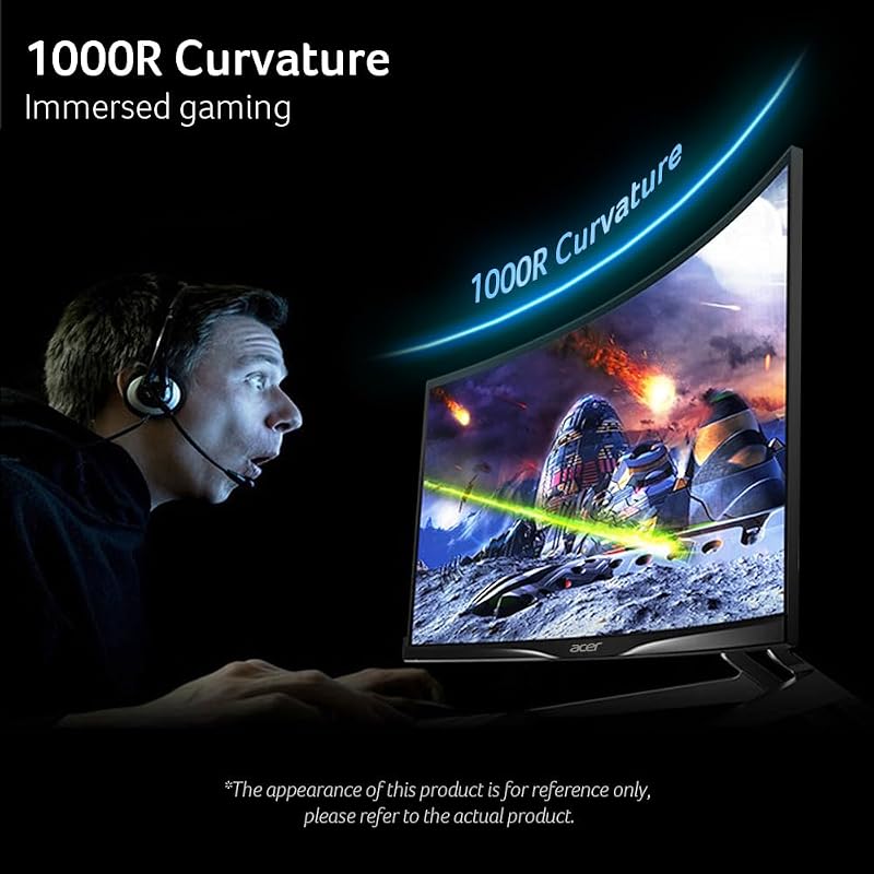 Acer Nitro 31.5in QHD 2560x1440 Curved 180Hz Gaming Monitor ED323QU P2 | 0.5ms, AMD FreeSync, sRGB 99%, 2xHDMI, DisplayPort, 1000R Curve, Speaker, VESA Mountable, Bluelight Filter image 6