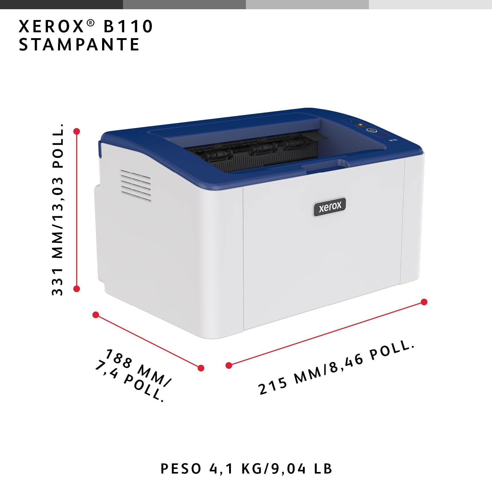 Xerox B110 Stampante Laser Monocromatica Wireless A4 Wi-Fi EU