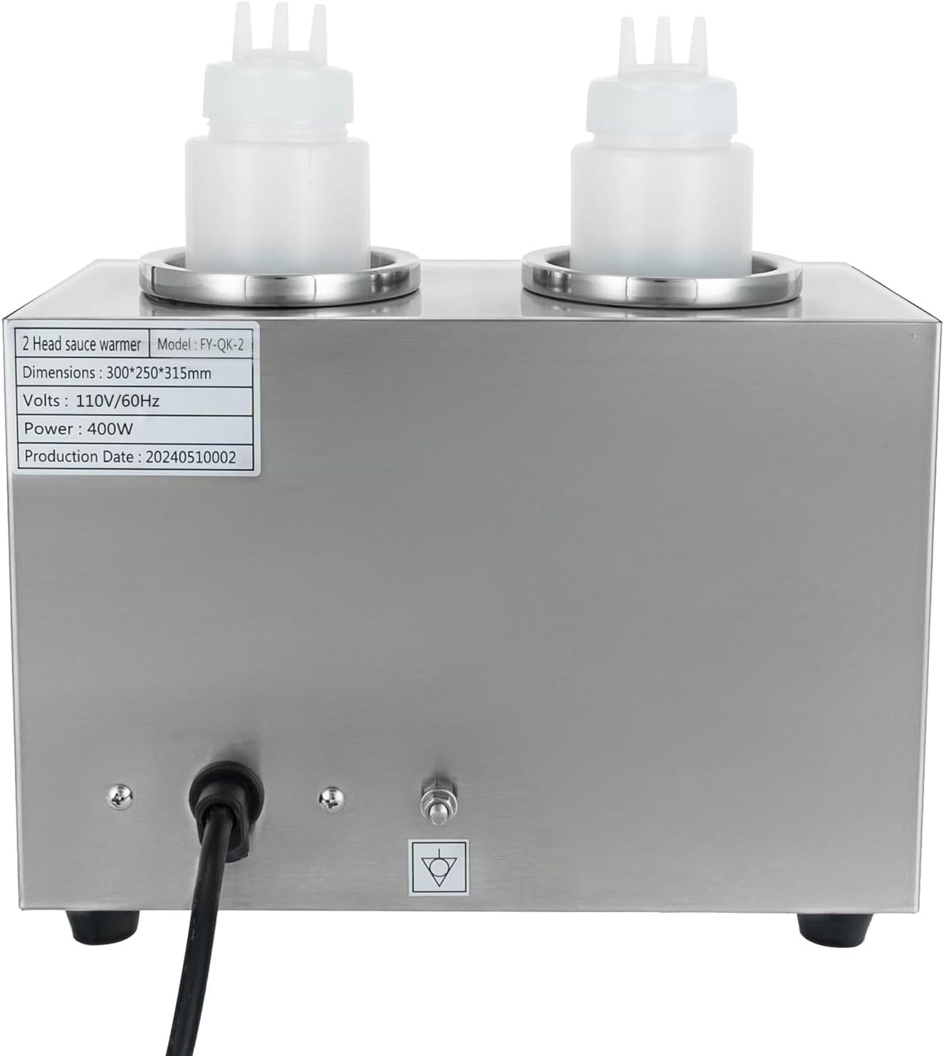 Electric Sauce Warmer Heater, 2 Grids Hot Fudge Warmer Dispenser, Commercial Nacho Cheese Dispenser with 2 Bottles, Jam Chocolate Caramel Sauce Heat Preservation Machine 86-176 ℉