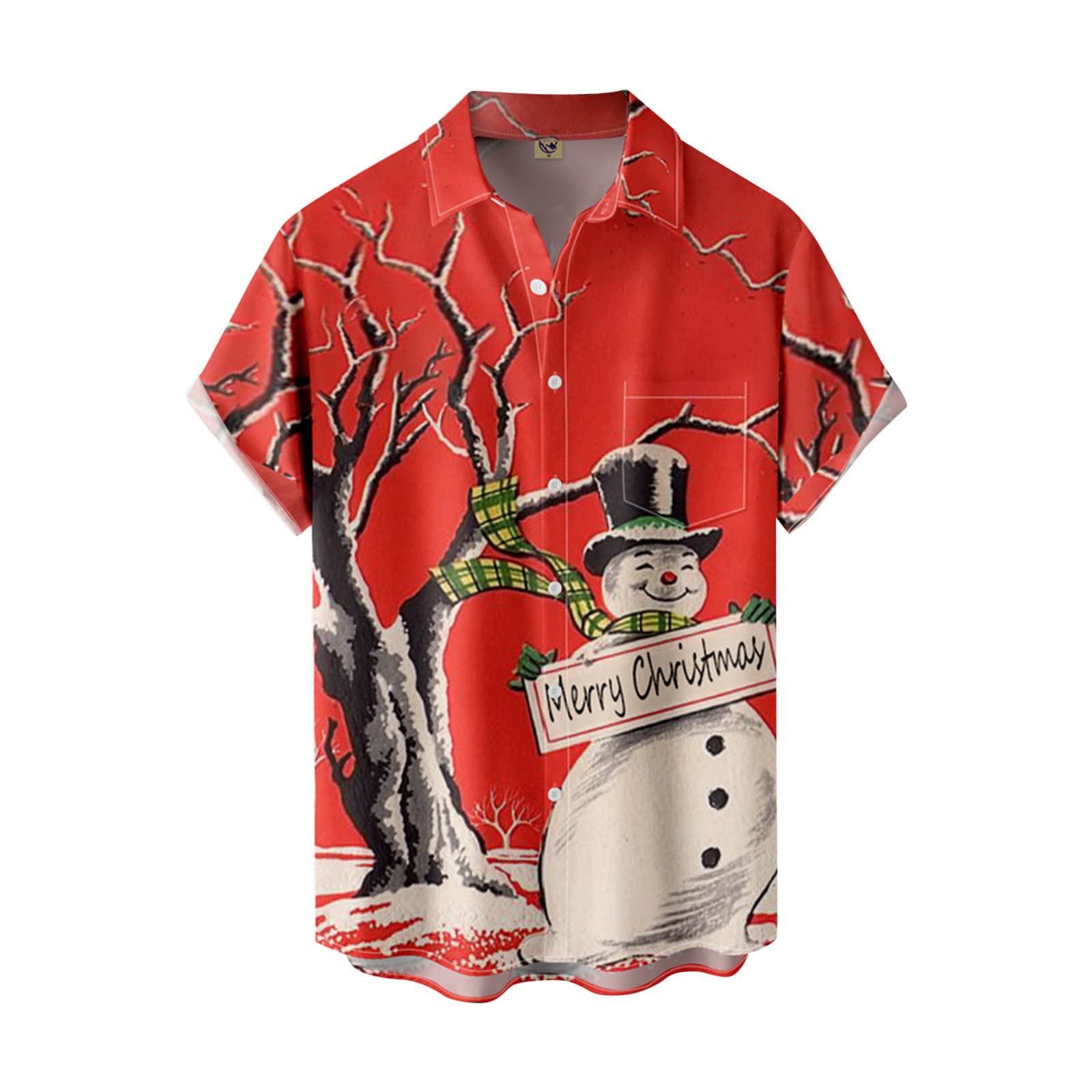 Hawaiian Shirt for Men Christmas Collar Button Up Short Sleeve Xmas Summer Casual Holiday Beach Shirts