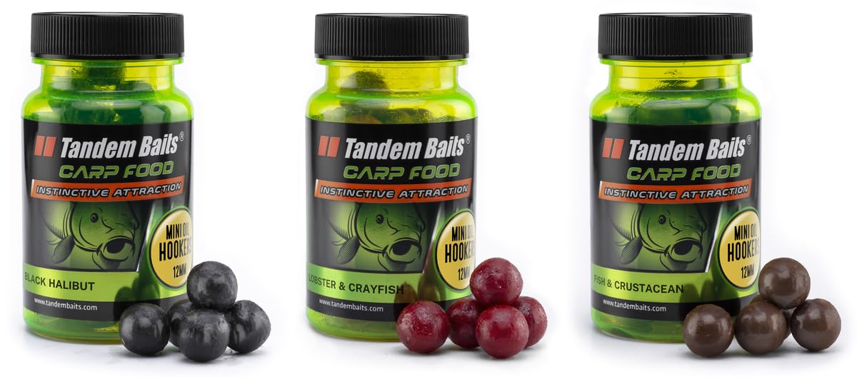 Tandem Baits 3x Carp Food Mini Oil Hookers Fish Flavour Mix | Carp Hook Baits | Carp Fishing Without Effort | Bait for Big Fish Fishing | Carp Accessories for Professionals & Hobby Anglers 12 mm 50 g