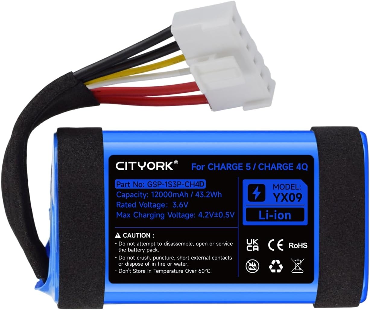 CITYORK 12000mAh GSP-1S3P-CH4D Replacement Battery for Charge 5/ Charge 4Q Bluetooth Speaker, High-Performance Rechargeable Charge 5 Battery