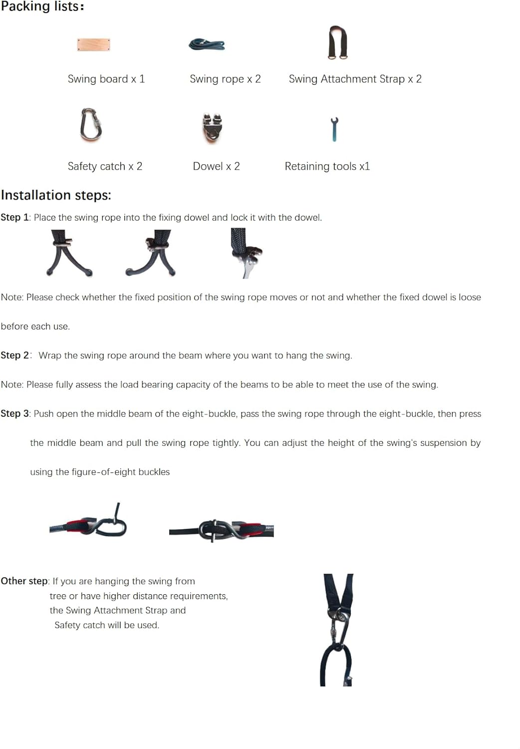 Teak Swing, 16.7"x6.3"x1.3", Adult Kids Tree Swing, 500 lbs Weight Capacity, Adjustable Professional Climbing Rope 110 Inch, Outdoor Wooden Swings, Indoor Swings.