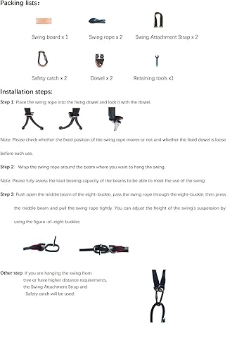 Miniatura 8 de Columpio de teca, 16.7 x 6.3 x 1.3 pulgadas, columpio de árbol para adultos y niños, capacidad de peso de 500 libras, cuerda de escalada profesional