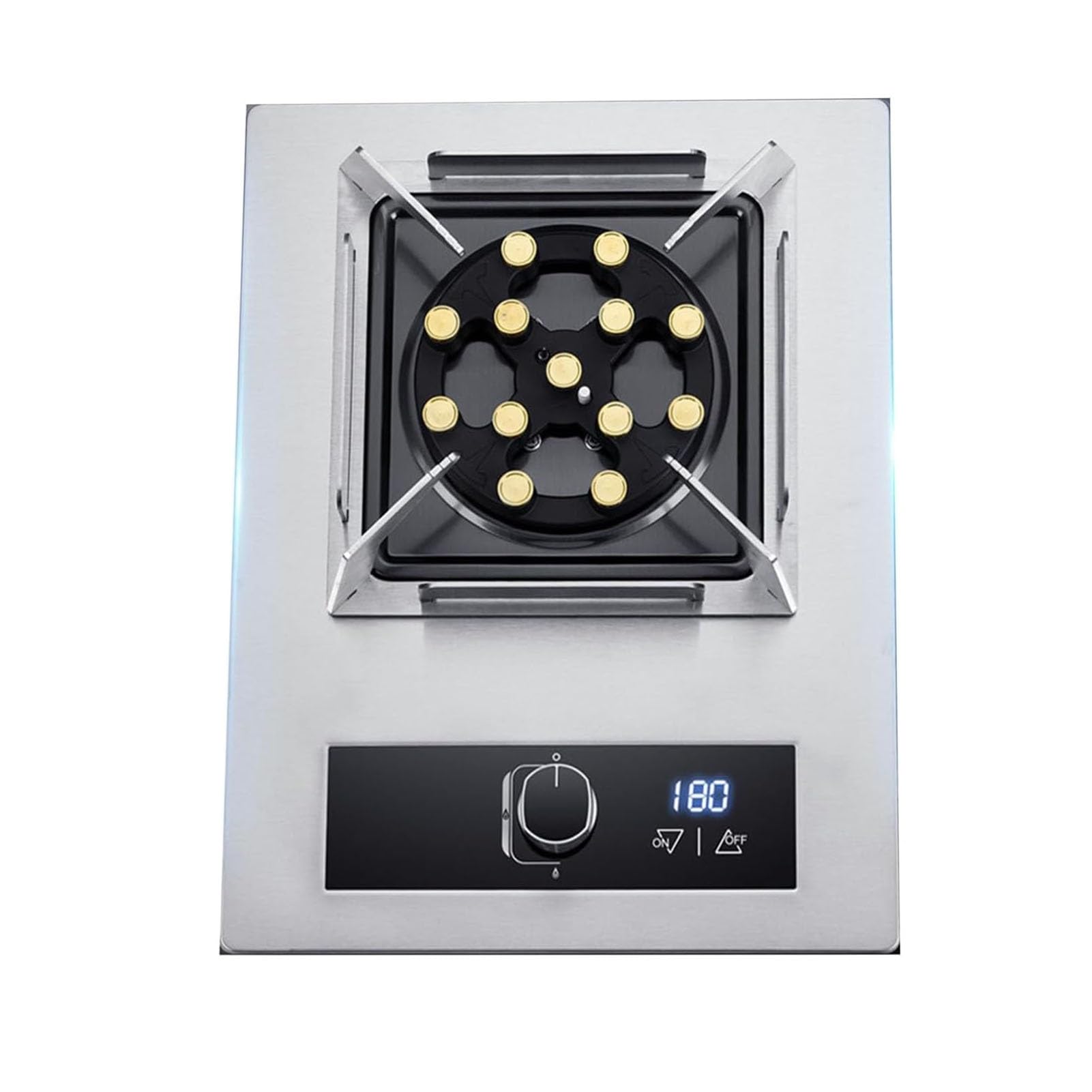 THEGA Cocina De Gas De 5,2 KW, 1 Quemador, 13 Cavidades, Alta Potencia, Temporizador, Reguladores De Acero Inoxidable para Uso Profesional, Encendido Automático Individual(LPG)
