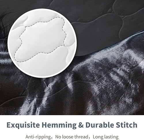 Miniatura 5 de Juego de edredón de caballo al galope, ropa de cama suave tamaño Queen, juego de edredón de 8 piezas con sábanas, fundas de almohada, almohada