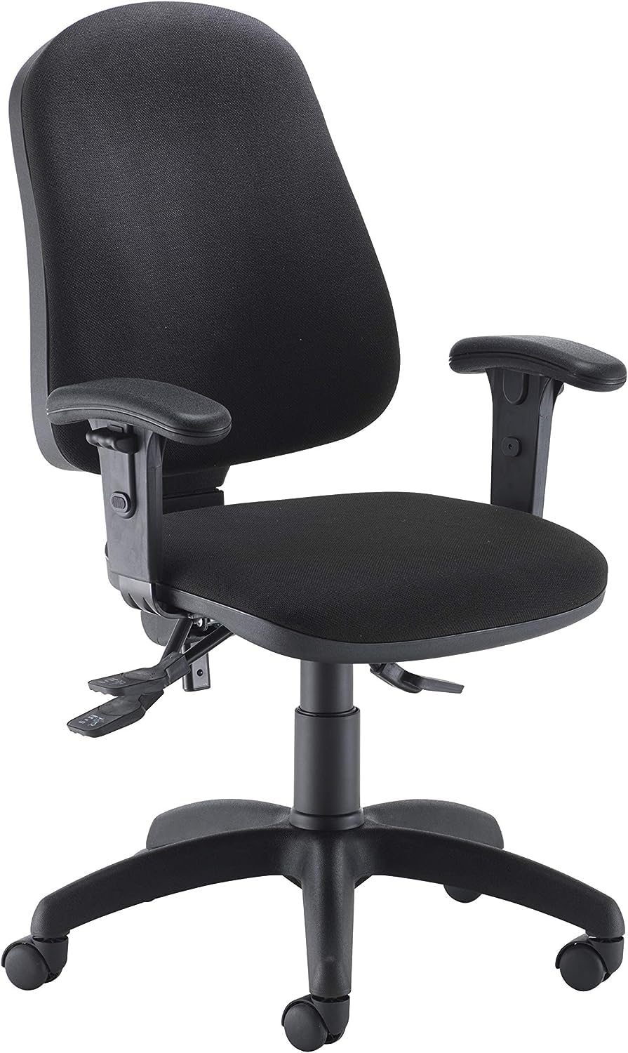 LAB SPACE Chilli Mist Office Chair, Computer Desk Chair, Swivel Chair with Adjustable Backrest, Home Office Chair with Wheels, Max 115kg, 2 Yr Wty (Black, Height Adjustable Arms)