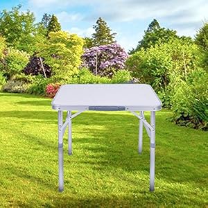 Square Folding Table 2FT, Portable Camping Picnic Table, with 2 Adjustable Height 25/56cm(9.8/22in), Aluminum Alloy Desk…