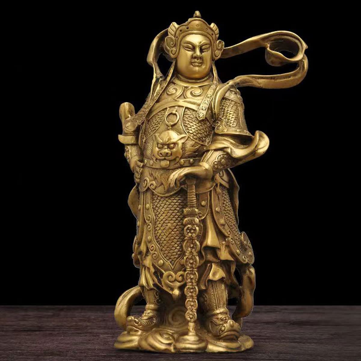 Amazon｜仏像【韋駄天立像】黄銅（真鍮）製 （高さ24cm×幅14cm）玄関