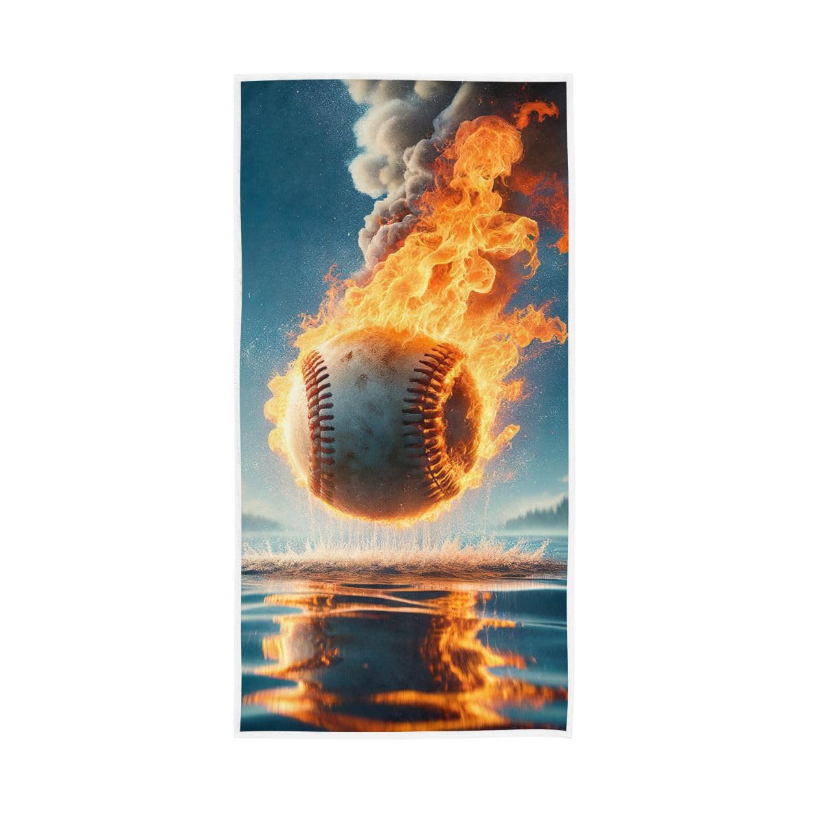LSRCPD Fire Water Baseball Bath Hand Towel, Hand Towels for Bathroom, Shower, Hotel, Spa 15 x 30 Inches