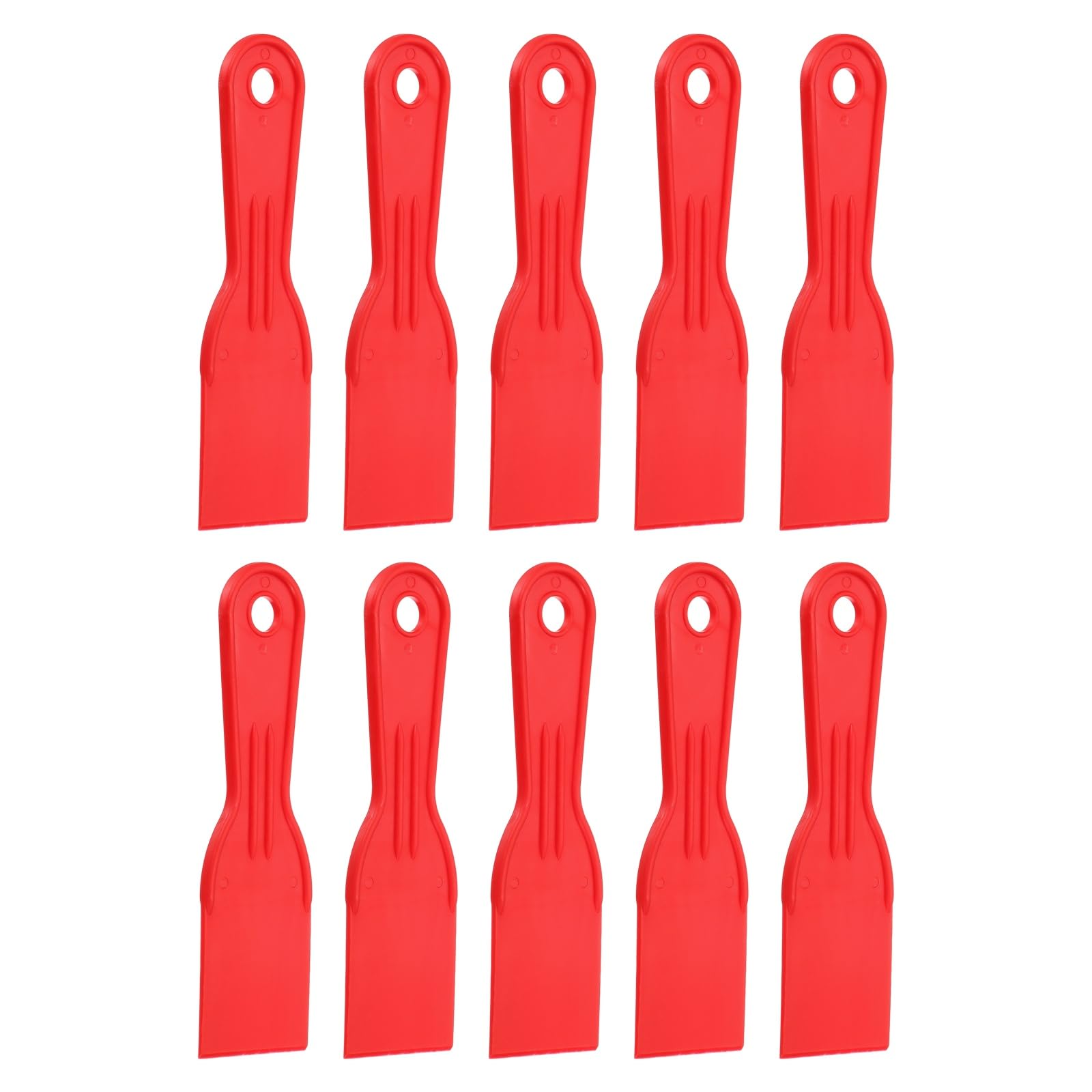 sourcing map 10pcs Putty Knife Scraper 2" Width Flexible Plastic Putty Knife Paint Scraper Tool for Taping Drywall Spreading Painting Wall Scratching Red
