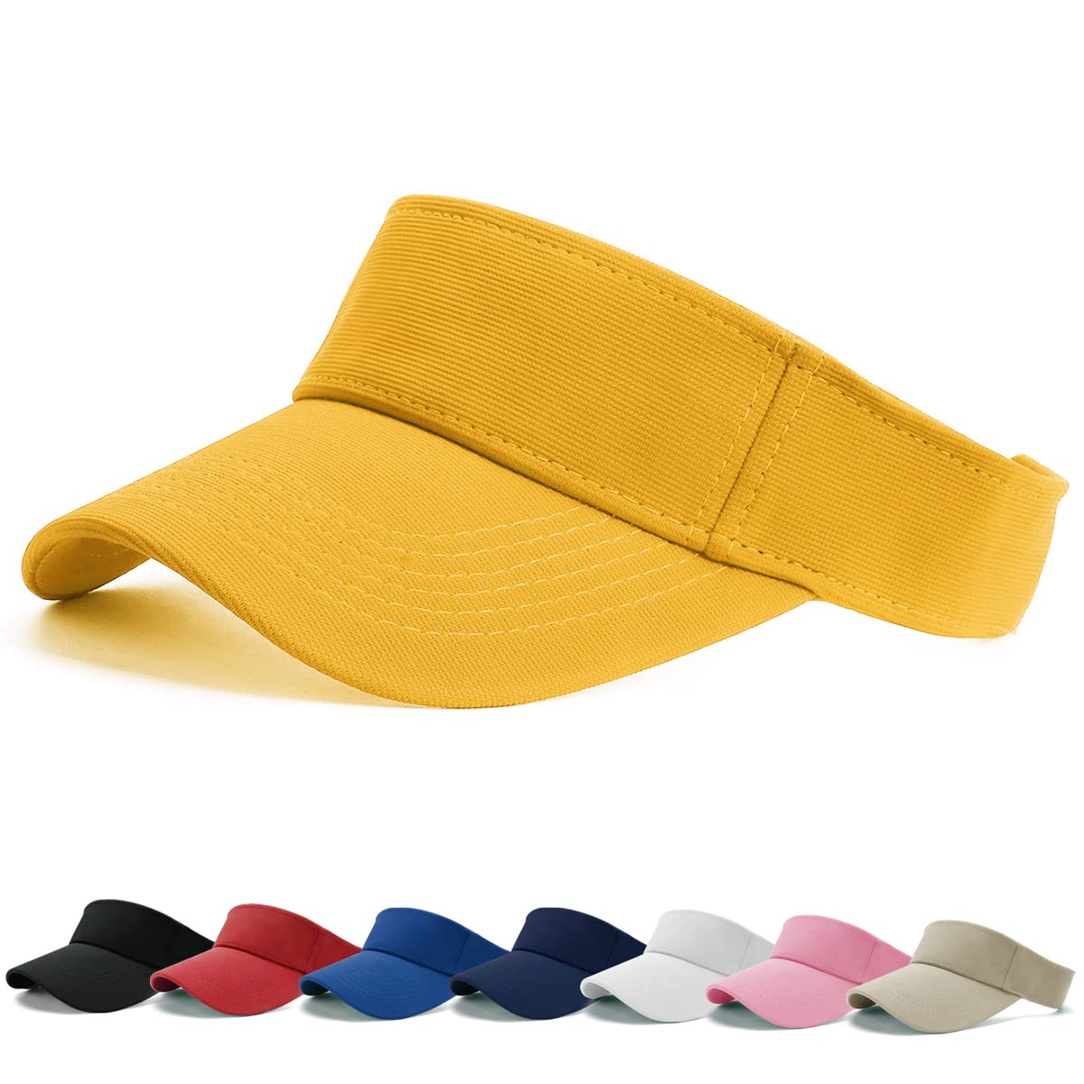 BLURBE Sun Visor Cap - Women Ponytail Baseball Cap, Sport Outdoor Plain Visor Hat, Adjustable Twill Golf Tennis Hats Yellow