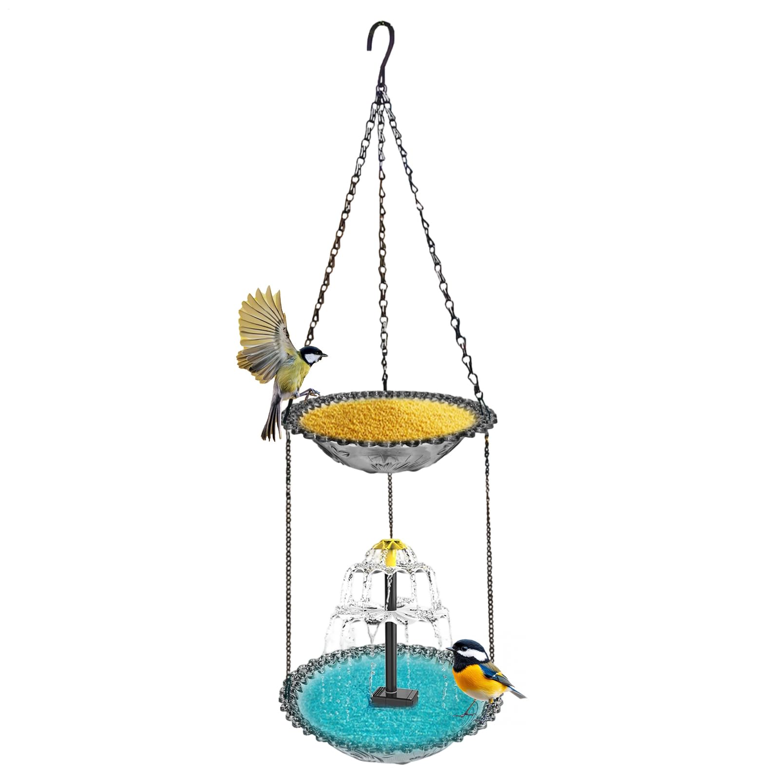 Abbeveratoio per uccelli da giardino con fontana, cascata artistica con | Fontana da bagno per uccelli selvatici per esterni, per pettirossi, terrazze, balconi, cortili, giardini