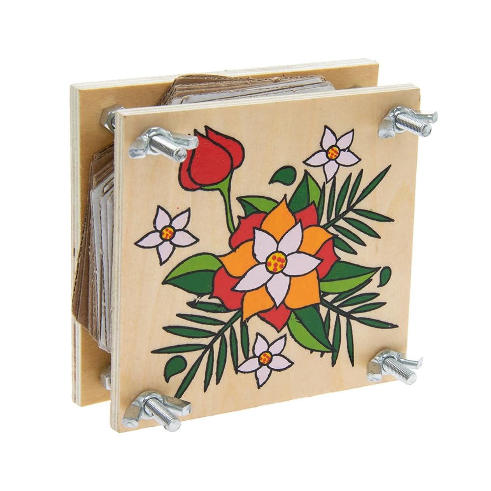 eMKay® Retro Flower Press – Wooden Flower Presser Kit (11x11x6cm) – Classic Craft Activity Toy for Kids and Adults – Vintage Nature Gift & Educational Fun