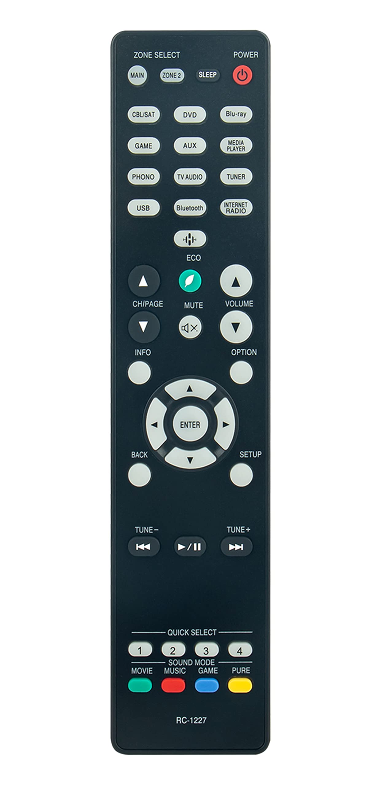 VINABTY RC-1227 Replace Remote Control fit for Denon 4K Ultra HD Audio/Video AV Receiver AVR-X1500H AVR-X1600H