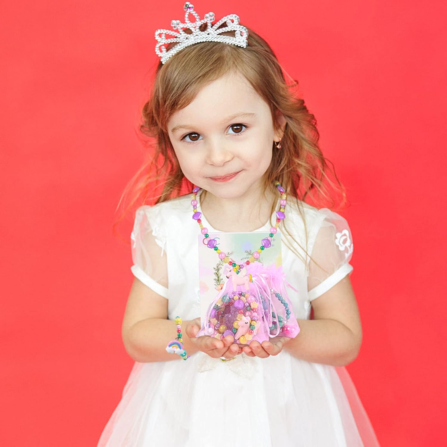 Lorfancy 3 Sets Kids Jewelry for Girls Unicorn Mermaid Necklaces Bracelets Pendant Toddler Colorful Beaded Cute Adjustable Charm Necklaces Pretend Play Gift for Little Girls Baby : Toys & Games