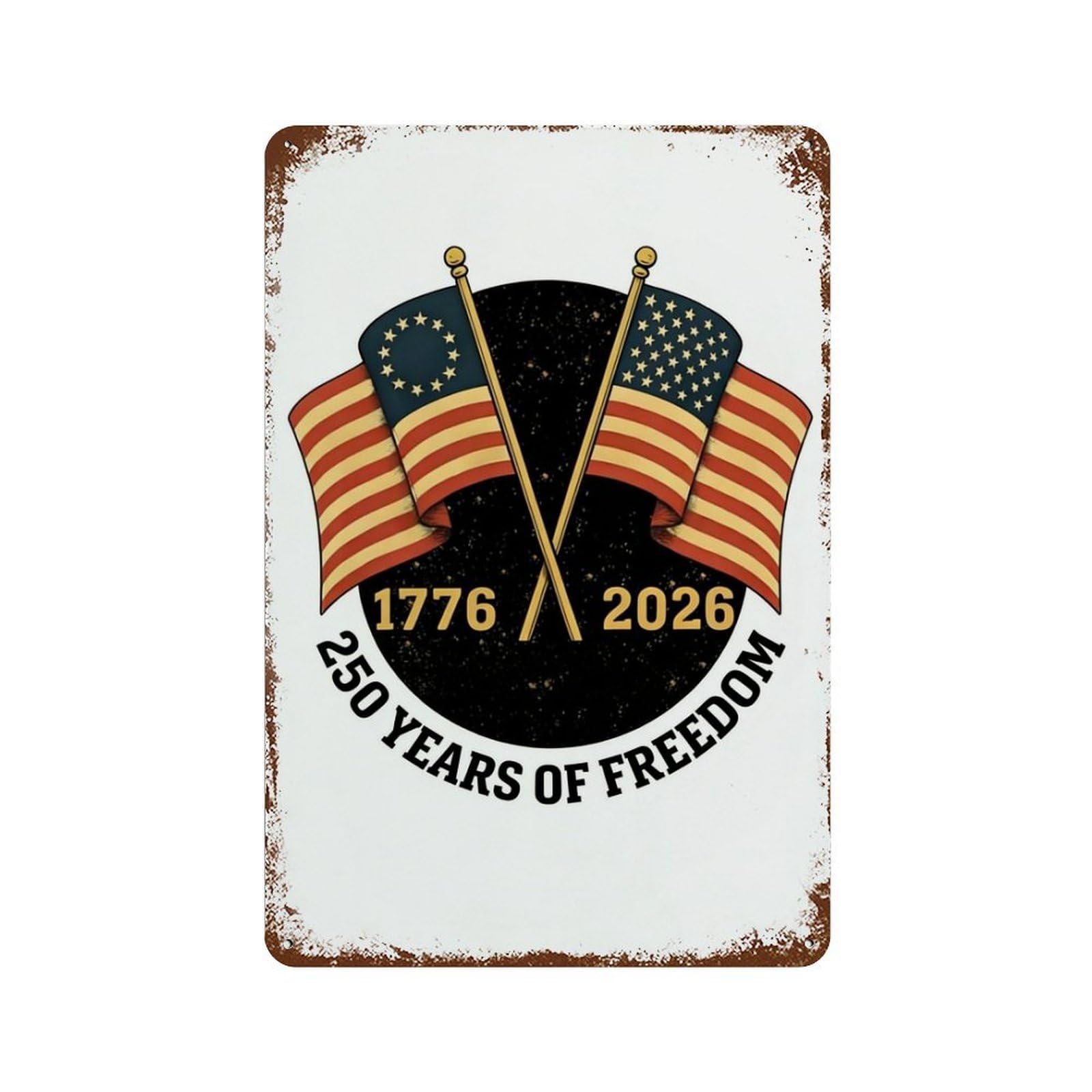 Kwqdozf As Pic America 250Th Anniversary Crossed Flags Metal Tin Sign 8X12 Inch, Usa 1776