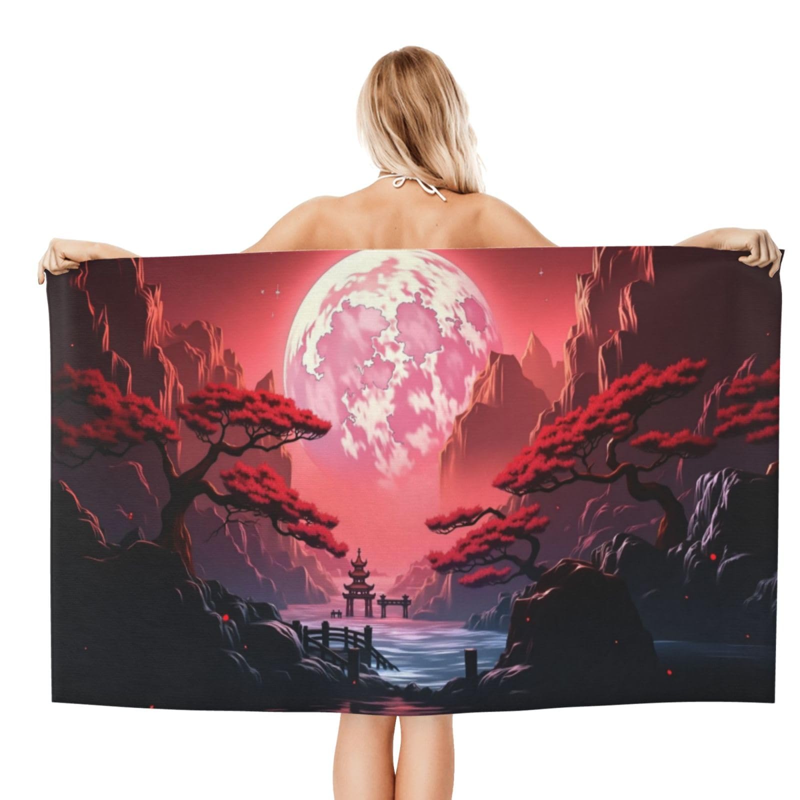 Anceky Beach Towel for Women, Mystic Moonlit Sand-Free Microfiber Ultra Soft Lightweight Bath Towels for Outdoor Bathroom Swimming 32"X52"