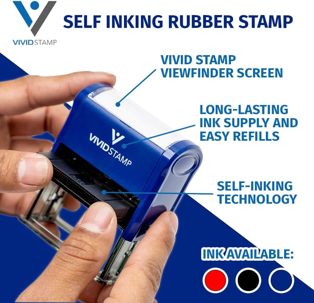 Accettato self inchiostrazione timbro di gomma 3/4" x 1-7/8" - Large Blue