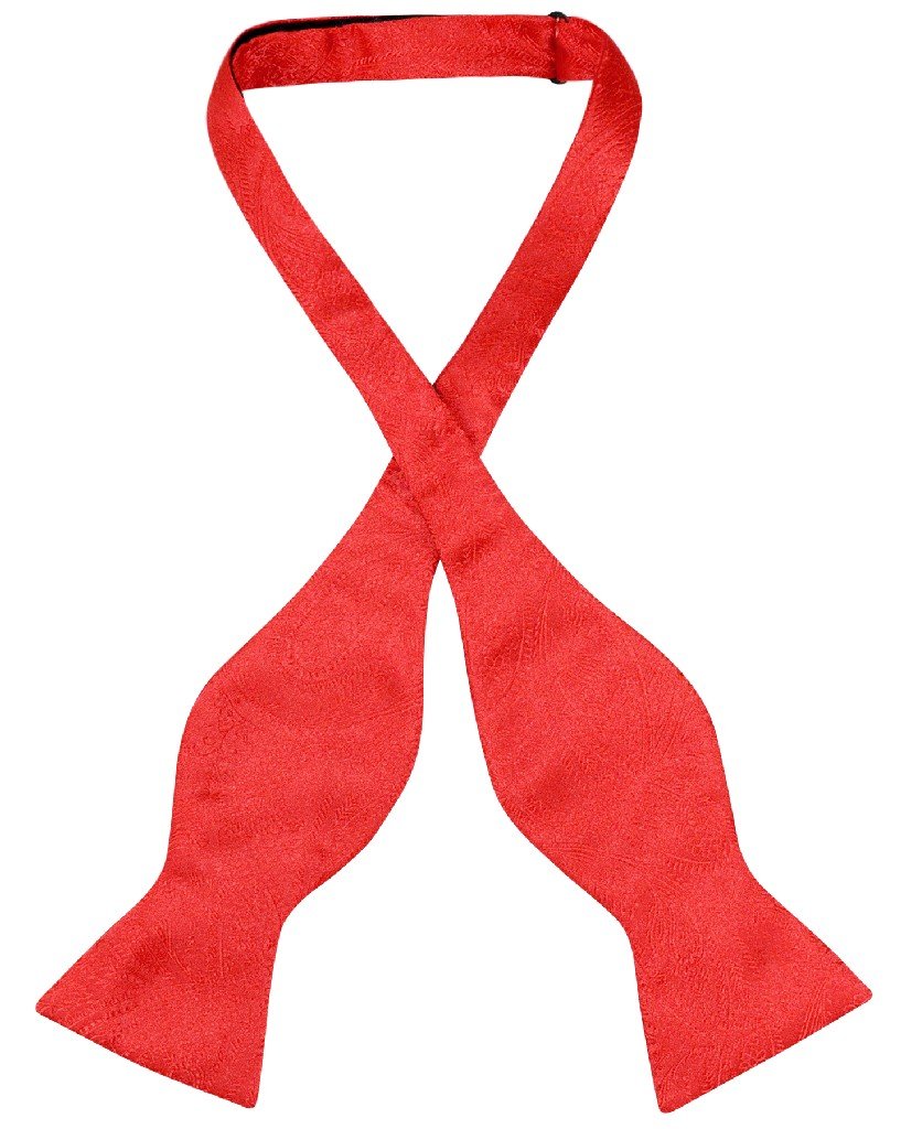 Vesuvio Napoli SELF TIE Bow Tie RED Color PAISLEY Design Men's BowTie