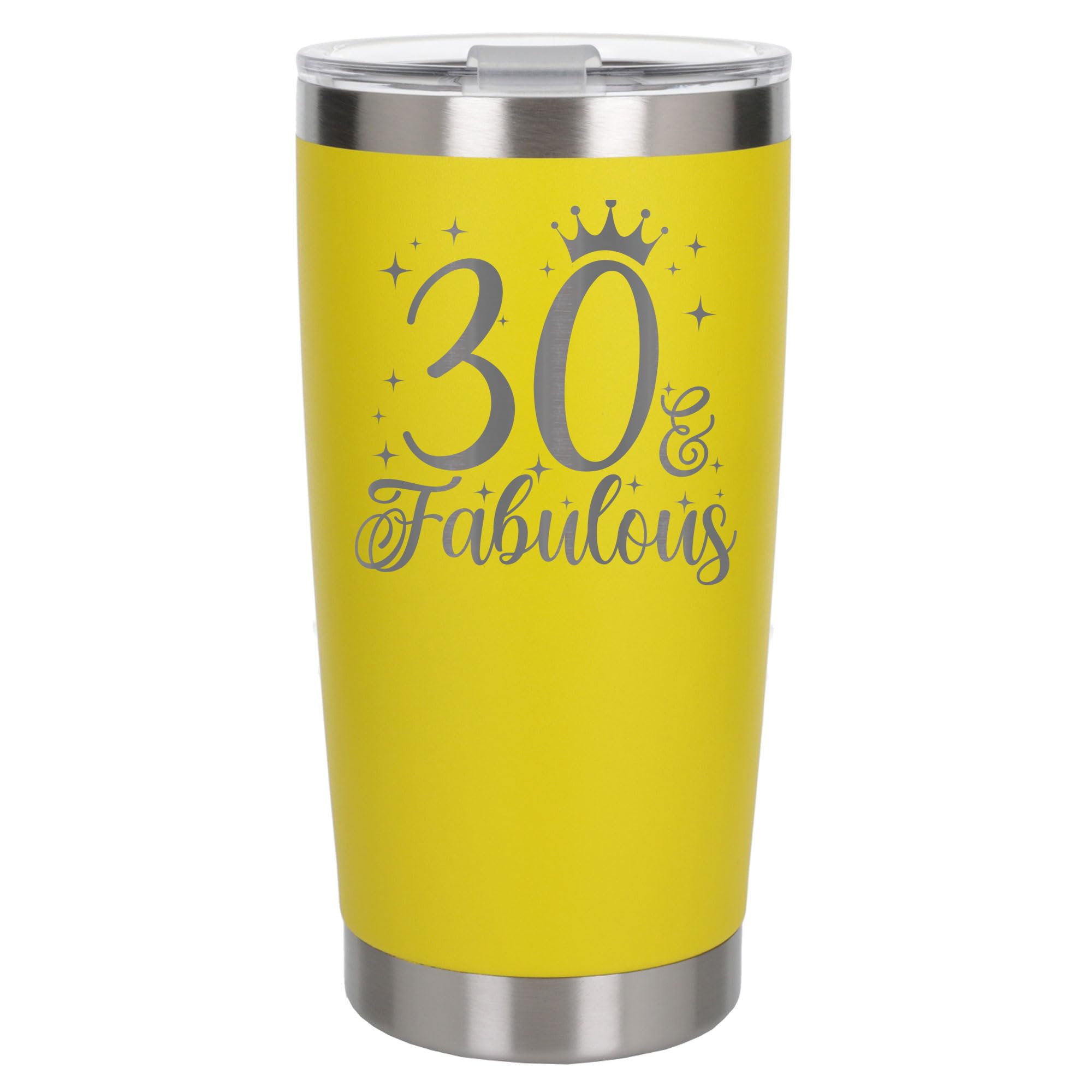Always Looking Good 30th Birthday Gift 30 & Fabulous Engraved Insulated Travel Mug Gift for Her Present for 30 Year Old Yellow Thermal Coffee Flask Travel Mugs with Lids