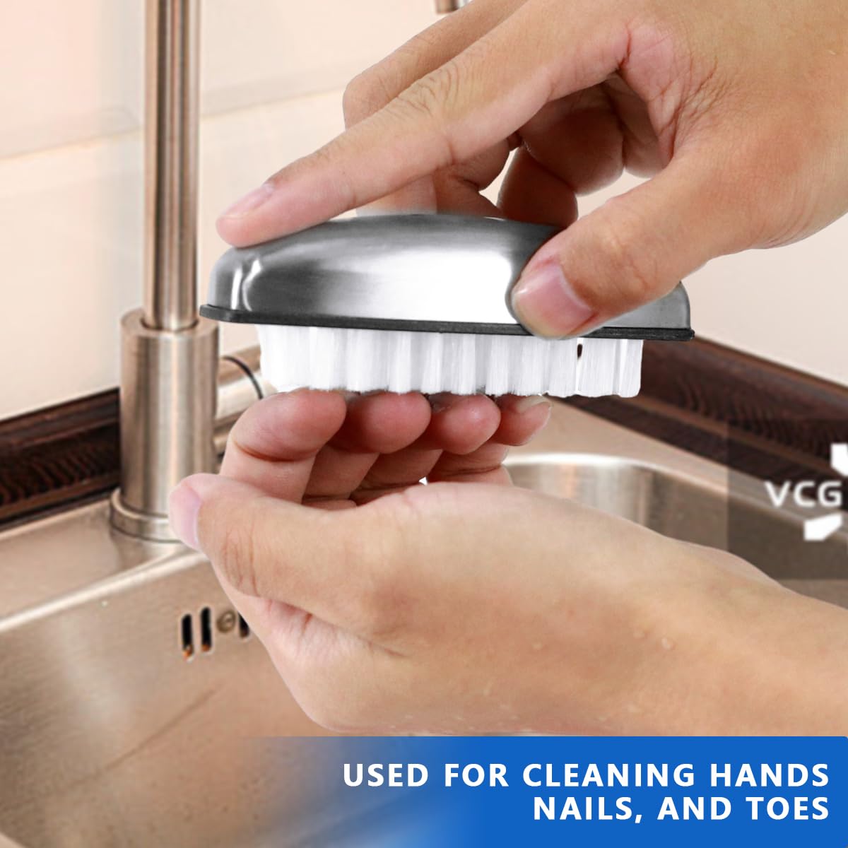 4 Pezzi Spazzolino per Unghie Mani Inox Kit, Spazzola per Unghie Mani Setole Dure Lavaggio,2 in 1 Spazzolina per Unghia, per Unghie dei Piedi, la Pulizia di Mani, Unghie