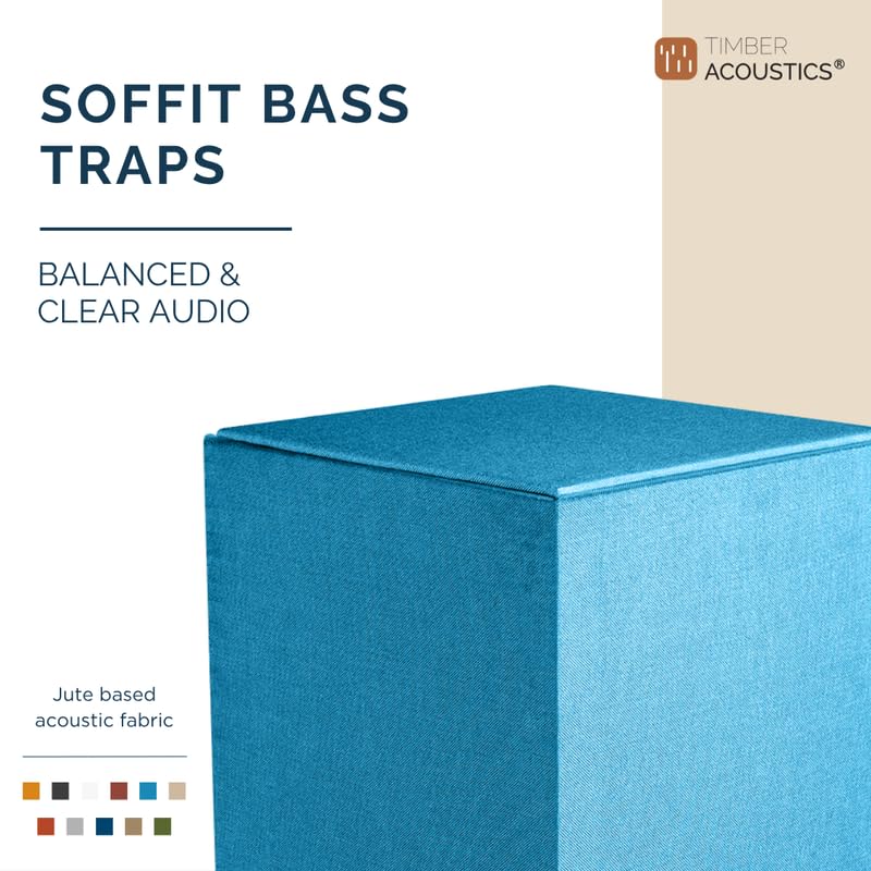 Image of Timber Acoustics Soffit Bass Traps | Premium Low-Frequency Absorption for Balanced & Clear Audio | Acoustic Room Treatment | Soundproof Corner Panels (Blue, 4ft x 18in)