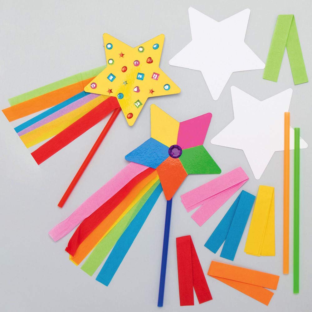Baker Ross AX416 Star Wand Kits - Pack of 8, Wand Making Kit, Ideal for Kids Arts and Crafts