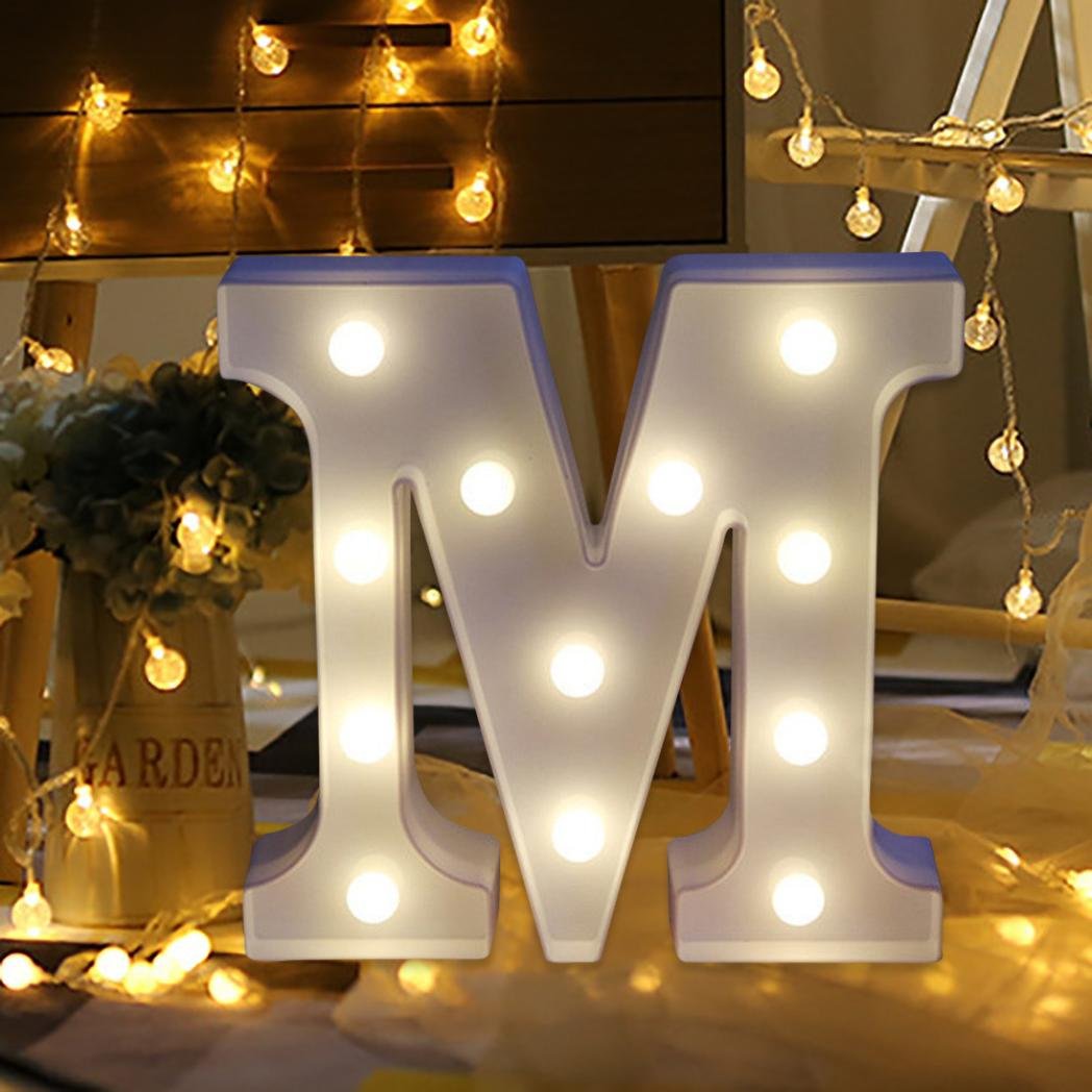 Alphabet LED Letter Lights, LED Marquee Warm White Light Up Letters Sign for Wedding Birthday Home Party Bar Decoration Night Light Lamp (M)