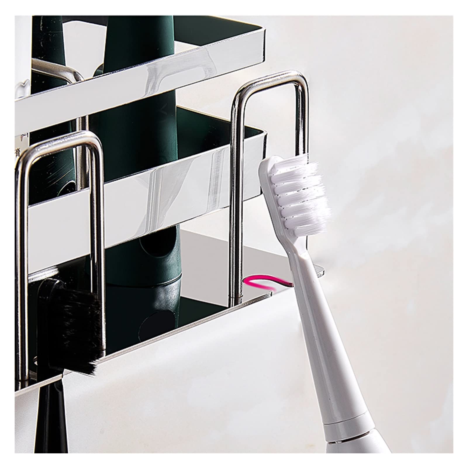 Soporte para pasta de dientes Titular del cepillo de dientes Taza de dientes del cepillo de dientes Soporte de la taza de enjuague bucal Punch-Libre de pared Colgante de la pared Cuarto de baño Secado