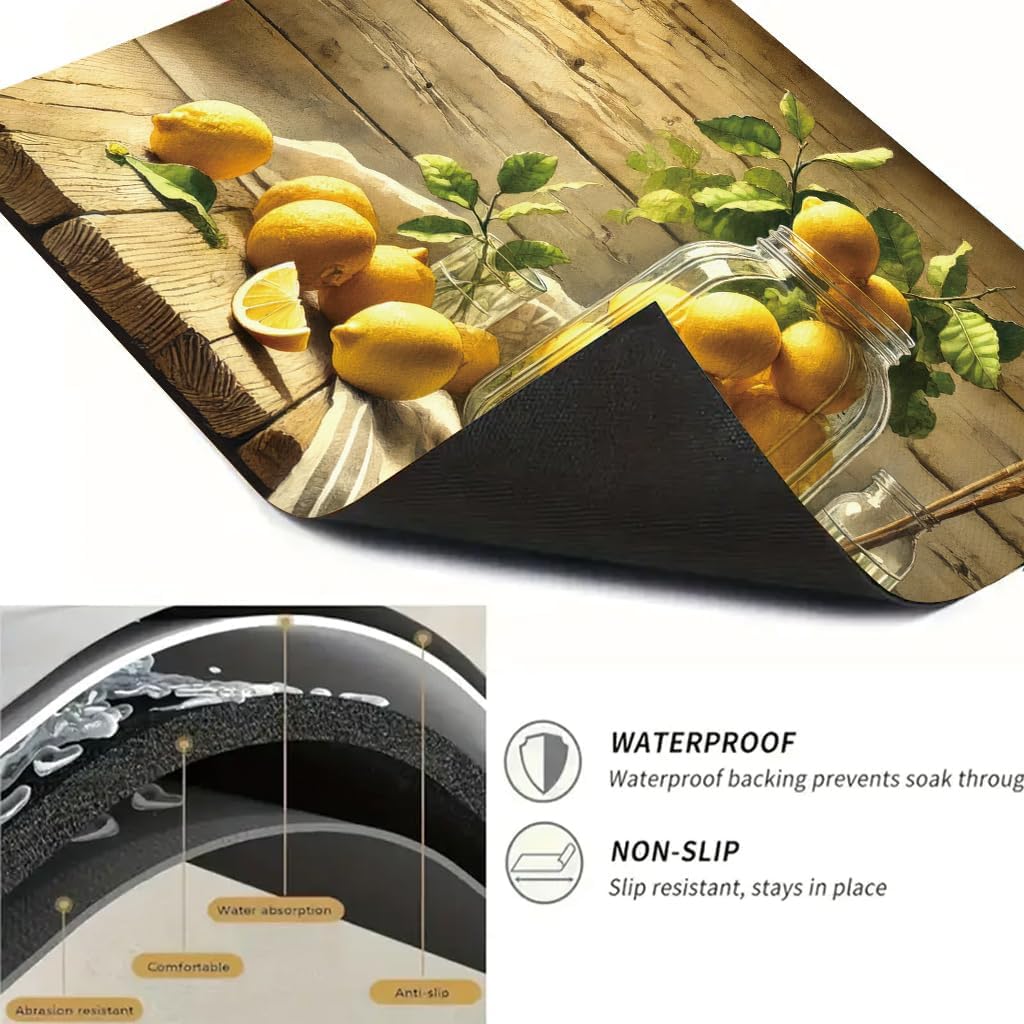 2D Flat Rustic Lemon Kitchen Stove Top Cover Protector Strong Kitchen Counter Mat Heat Resistant Glass Flat Top Stove for Electric Induction Cooktop Dust Scratch Protection 28x20 Inch image 3
