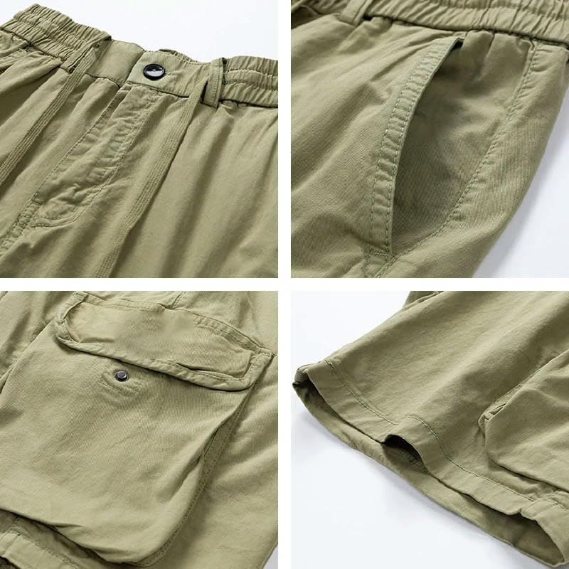 Pantalones cortos cargo de algodón para hombre, con múltiples bolsillos, estilo táctico, transpirables