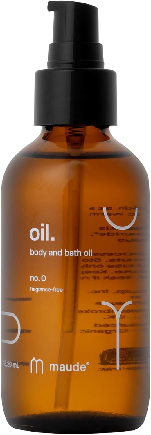 Maude Oil No. 0 – Hydrating Organic Massage + Body Oil – Skin Moisturizer with Organic Jojoba, Coconut & Castor Oil – Rich in Vitamin B + Vitamin E (4 fl oz)