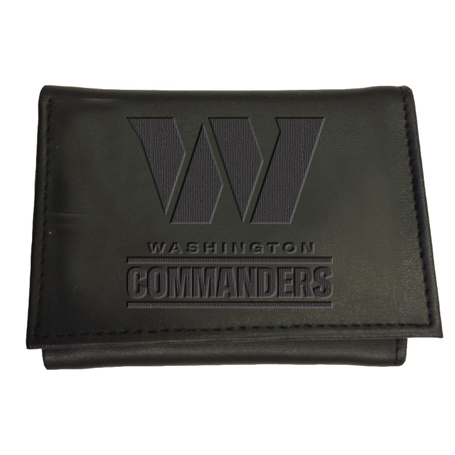Team Sports America NFL Washington Commanders Black Wallet | Tri-Fold | Officially Licensed Stamped Logo | Made of Leather | Money and Card Organizer | Gift Box Included