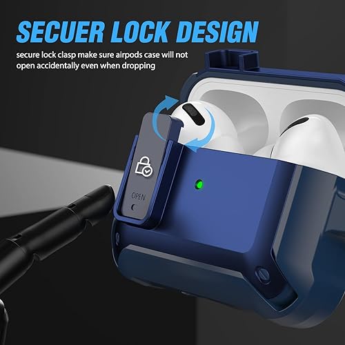 Miniatura 3 de Valkit Funda para Airpods Pro con cerradura, serie Military Armor Series Funda de cuerpo completo para AirPod Pro con llavero Cool Air Pod Pro a