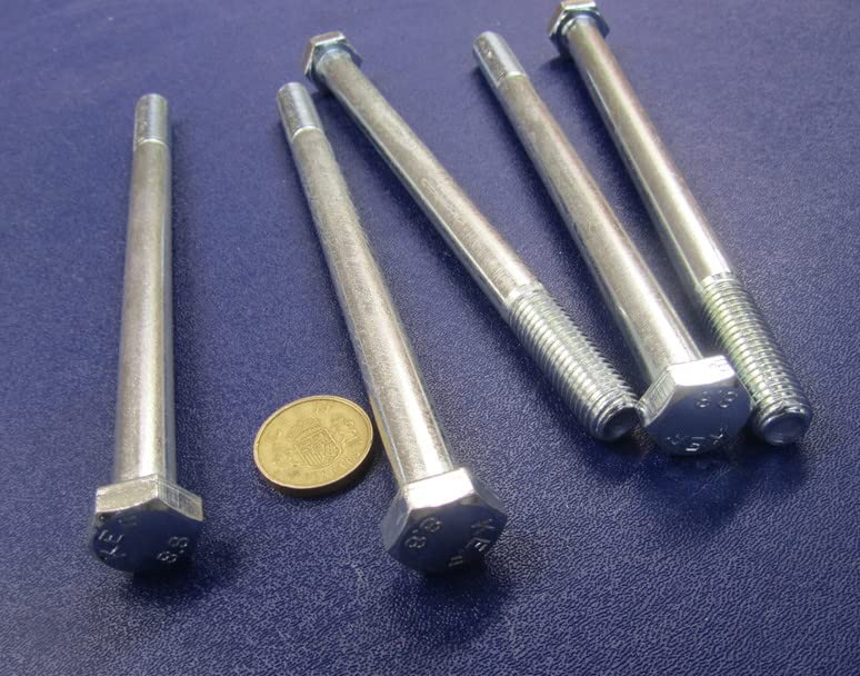 Class 8.8 Zinc Plated Steel Hex Head Bolt PT M12 x 1.75 mm x 180 mm Long 5 pcs. Silver Bolt-2628-21-12 0
