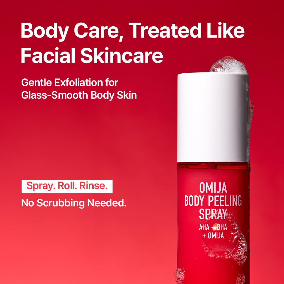 Parnell AHA Omija Ceramic Body Peeling Spray - 4.60 fl.oz (145ml) - Wash-off Body Exfoliator for Rough & Bumpy Skin - AHA, BHA, PHA, LHA & Urea for Smooth Glass Skin - K-Beauty Body Scaling