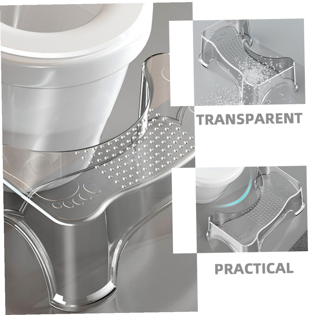 Toyvian Sgabello per Wc Sgabellino Portatile in Pet Antiscivolo Design Rialzato Supporto Comodo e Sicuro per Adulti e Ragazzo Ragazza per Doccia e Squat a Casa