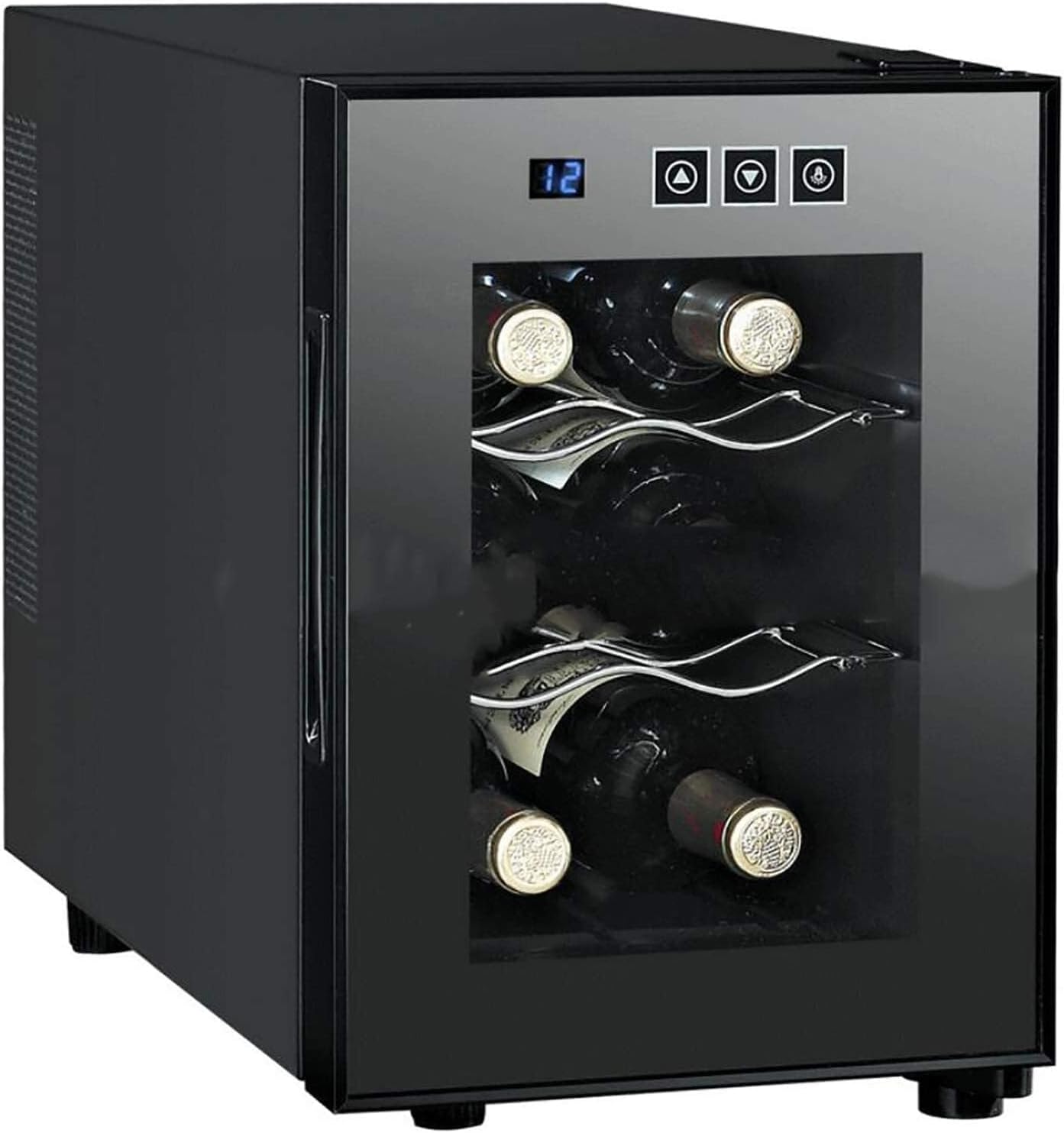 6-Bottle Wine Cooler with Tempered Glass Door, Quick Cooling, Low Vibration, Push-Button Control, 8-18°C Temperature Range