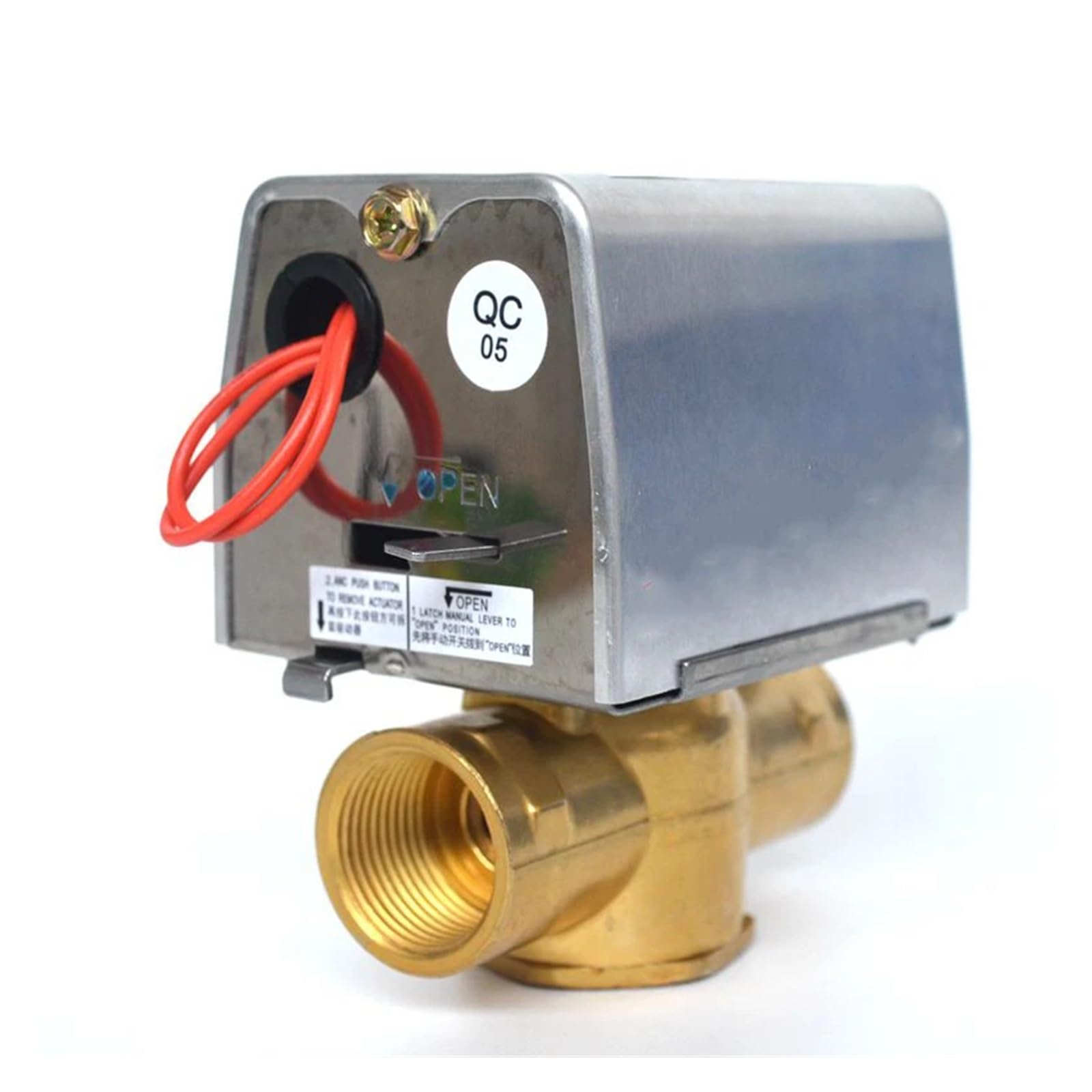 HKYPCOKVK AC220V DN20 DN25 Two Way Electric Valve Brass for Central air-Conditioning(DN20)
