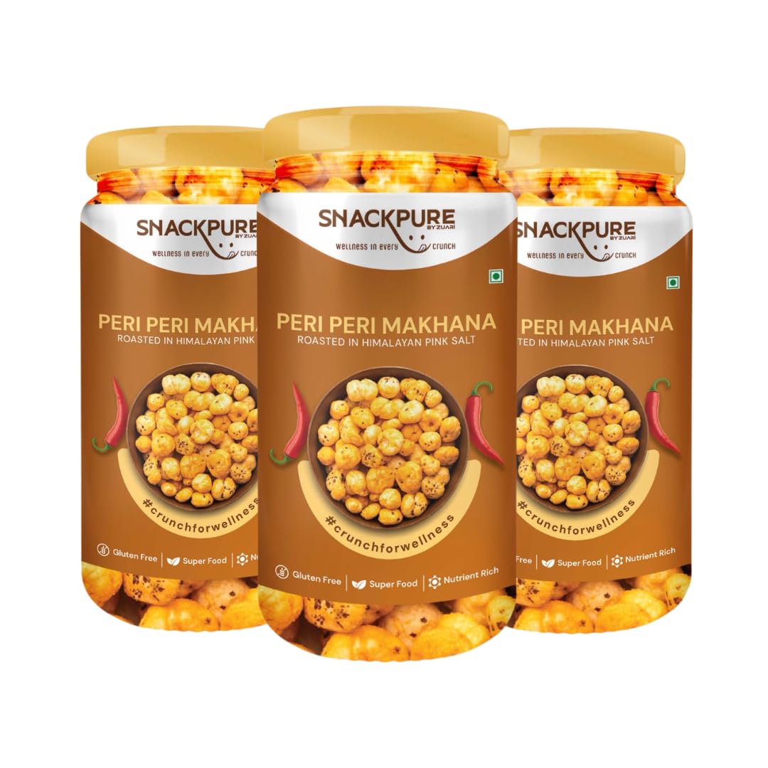 SNACKPURE BY ZUARI Peri Peri Roasted Makhana | Palm Oil Free | Gluten-Free Superfood | Nutrient-Rich Foxnut, Trans-Fat-Free, Delicious & Nutritious Snack | 225g (Pack of 3, 75g Each) (B0D1VB9ZS7) Amazon Price History, Amazon Price Tracker