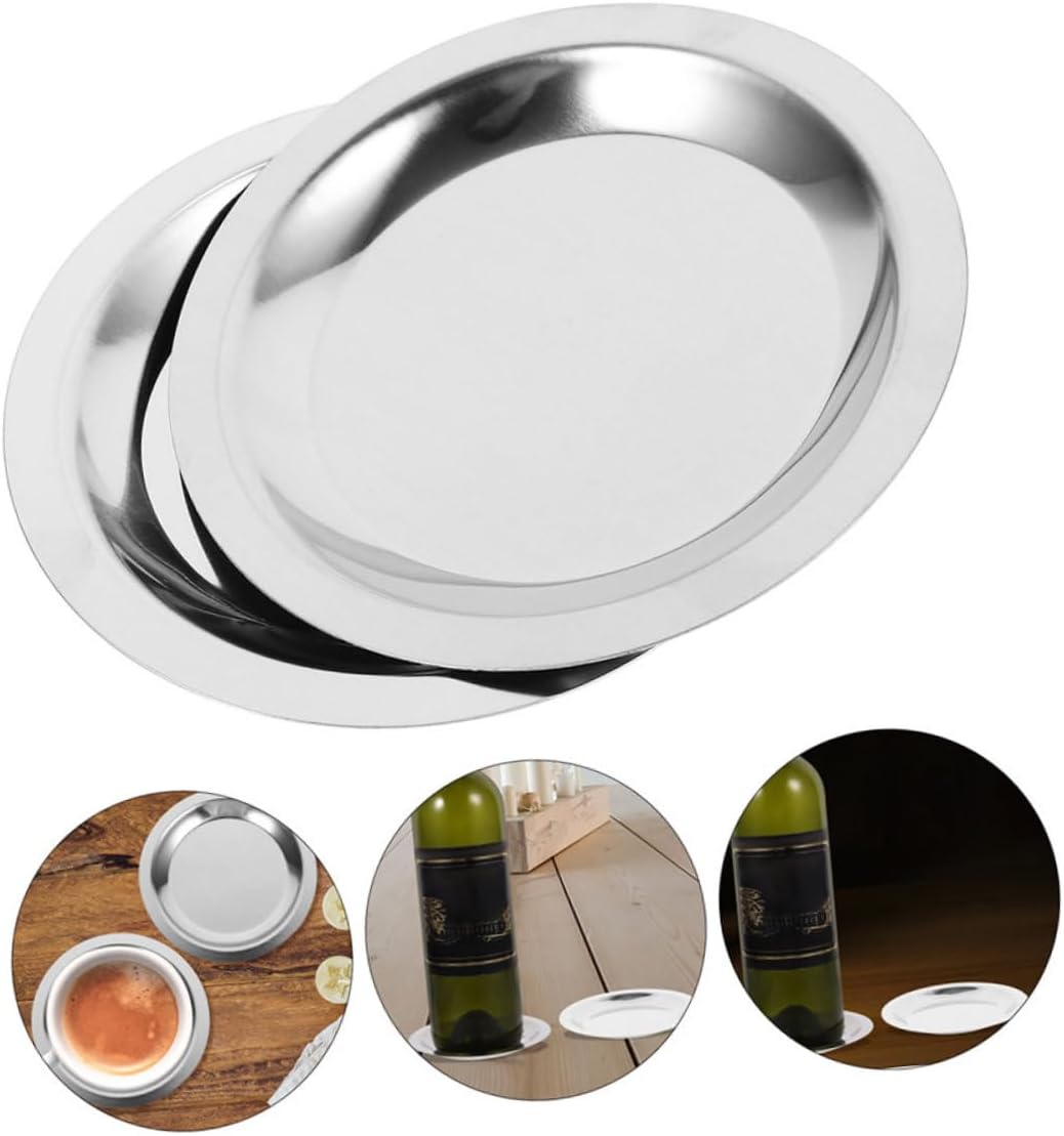 Ciieeo 2pcs Stainless Steel Wine Coaster Reusable Wine Cushion for Dining Table Elegant Scalding Design for Home Shop and Hotel Use image 2